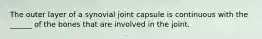 The outer layer of a synovial joint capsule is continuous with the ______ of the bones that are involved in the joint.