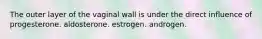 The outer layer of the vaginal wall is under the direct influence of progesterone. aldosterone. estrogen. androgen.