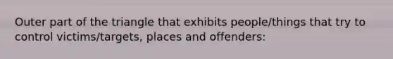 Outer part of the triangle that exhibits people/things that try to control victims/targets, places and offenders: