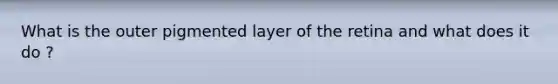 What is the outer pigmented layer of the retina and what does it do ?