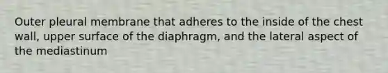Outer pleural membrane that adheres to the inside of the chest wall, upper surface of the diaphragm, and the lateral aspect of the mediastinum