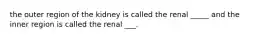 the outer region of the kidney is called the renal _____ and the inner region is called the renal ___.