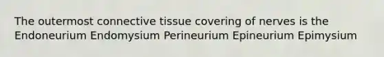 The outermost connective tissue covering of nerves is the Endoneurium Endomysium Perineurium Epineurium Epimysium