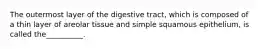 The outermost layer of the digestive tract, which is composed of a thin layer of areolar tissue and simple squamous epithelium, is called the__________.