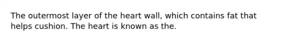 The outermost layer of the heart wall, which contains fat that helps cushion. The heart is known as the.