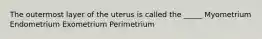 The outermost layer of the uterus is called the _____ Myometrium Endometrium Exometrium Perimetrium