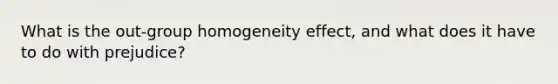 What is the out-group homogeneity effect, and what does it have to do with prejudice?