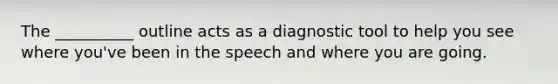 The __________ outline acts as a diagnostic tool to help you see where you've been in the speech and where you are going.