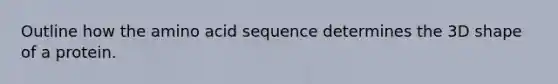 Outline how the amino acid sequence determines the 3D shape of a protein.