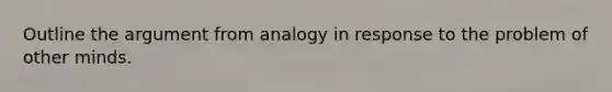 Outline the argument from analogy in response to the problem of other minds.