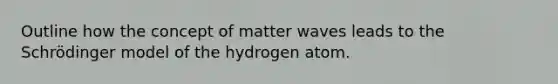 Outline how the concept of matter waves leads to the Schrödinger model of the hydrogen atom.