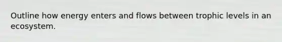 Outline how energy enters and flows between trophic levels in an ecosystem.