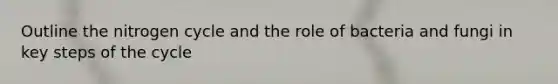 Outline the nitrogen cycle and the role of bacteria and fungi in key steps of the cycle