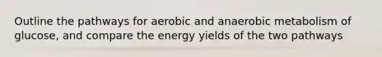 Outline the pathways for aerobic and anaerobic metabolism of glucose, and compare the energy yields of the two pathways