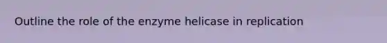 Outline the role of the enzyme helicase in replication