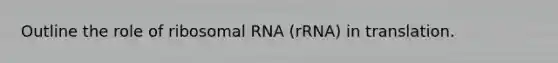 Outline the role of ribosomal RNA (rRNA) in translation.