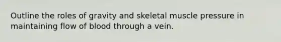 Outline the roles of gravity and skeletal muscle pressure in maintaining flow of blood through a vein.