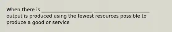 When there is _____________________ _______________________ output is produced using the fewest resources possible to produce a good or service