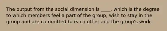 The output from the social dimension is ____, which is the degree to which members feel a part of the group, wish to stay in the group and are committed to each other and the group's work.