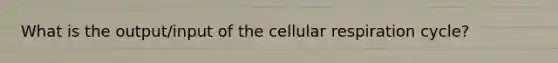 What is the output/input of the cellular respiration cycle?