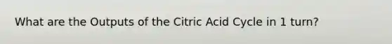 What are the Outputs of the Citric Acid Cycle in 1 turn?