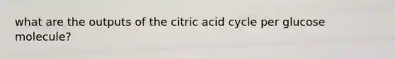 what are the outputs of the citric acid cycle per glucose molecule?