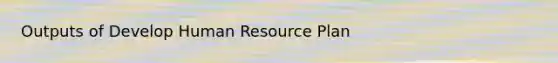 Outputs of Develop Human Resource Plan