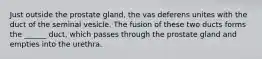 Just outside the prostate gland, the vas deferens unites with the duct of the seminal vesicle. The fusion of these two ducts forms the ______ duct, which passes through the prostate gland and empties into the urethra.