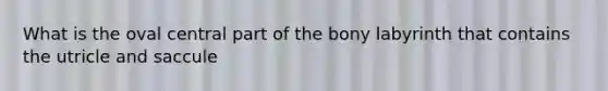 What is the oval central part of the bony labyrinth that contains the utricle and saccule