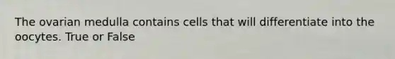 The ovarian medulla contains cells that will differentiate into the oocytes. True or False