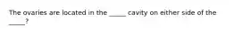 The ovaries are located in the _____ cavity on either side of the _____?