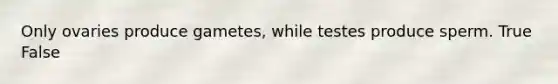 Only ovaries produce gametes, while testes produce sperm. True False