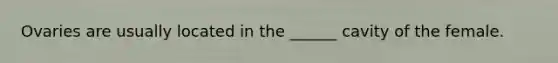 Ovaries are usually located in the ______ cavity of the female.
