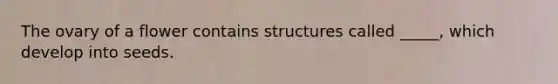 The ovary of a flower contains structures called _____, which develop into seeds.