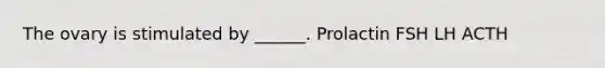 The ovary is stimulated by ______. Prolactin FSH LH ACTH