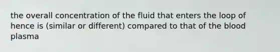 the overall concentration of the fluid that enters the loop of hence is (similar or different) compared to that of the blood plasma