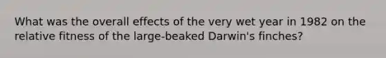 What was the overall effects of the very wet year in 1982 on the relative fitness of the large-beaked Darwin's finches?