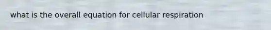 what is the overall equation for <a href='https://www.questionai.com/knowledge/k1IqNYBAJw-cellular-respiration' class='anchor-knowledge'>cellular respiration</a>