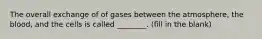 The overall exchange of of gases between the atmosphere, the blood, and the cells is called ________. (fill in the blank)