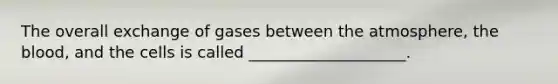 The overall exchange of gases between the atmosphere, the blood, and the cells is called ____________________.​