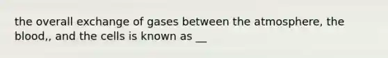 the overall exchange of gases between the atmosphere, the blood,, and the cells is known as __