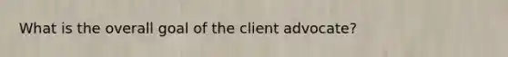 What is the overall goal of the client advocate?