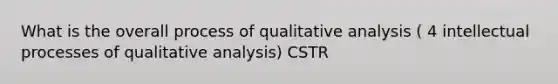 What is the overall process of qualitative analysis ( 4 intellectual processes of qualitative analysis) CSTR