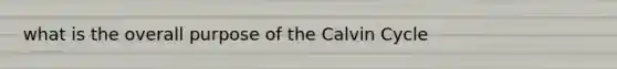 what is the overall purpose of the Calvin Cycle