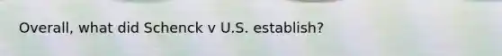 Overall, what did Schenck v U.S. establish?