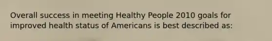 Overall success in meeting Healthy People 2010 goals for improved health status of Americans is best described as: