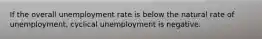 If the overall unemployment rate is below the natural rate of​ unemployment, cyclical unemployment is negative.