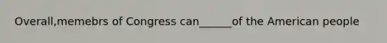 Overall,memebrs of Congress can______of the American people