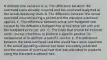 Overhead cost variance is: A. The difference between the overhead costs actually incurred and the overhead budgeted at the actual operating level. B. The difference between the actual overhead incurred during a period and the standard overhead applied. C. The difference between actual and budgeted cost caused by the difference between the actual price per unit and the budgeted price per unit. D. The costs that should be incurred under normal conditions to produce a specific product (or component) or to perform a specific service. E. The difference between the total overhead cost that would have been expected if the actual operating volume had been accurately predicted and the amount of overhead cost that was allocated to products using the standard overhead rate.