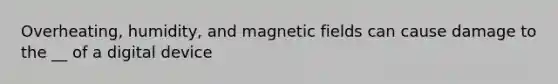 Overheating, humidity, and magnetic fields can cause damage to the __ of a digital device